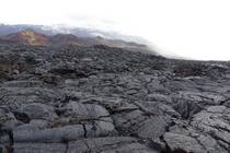 Камчатка Вулкан Толбачик и чёрное пространство рядом Застывшая река лавы
